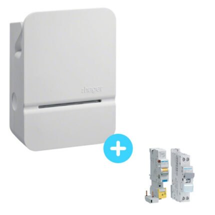 Pack Borne de recharge HAGER XEV101 2,3 à 7,4kW + Protections électriques 7,4kW - Compatible Linky