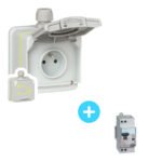 Pack LEGRAND Prise Green up - 090471 + Disjoncteur différentiel 410754